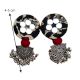 Black Printed Round Earrings With Silver Jhumki